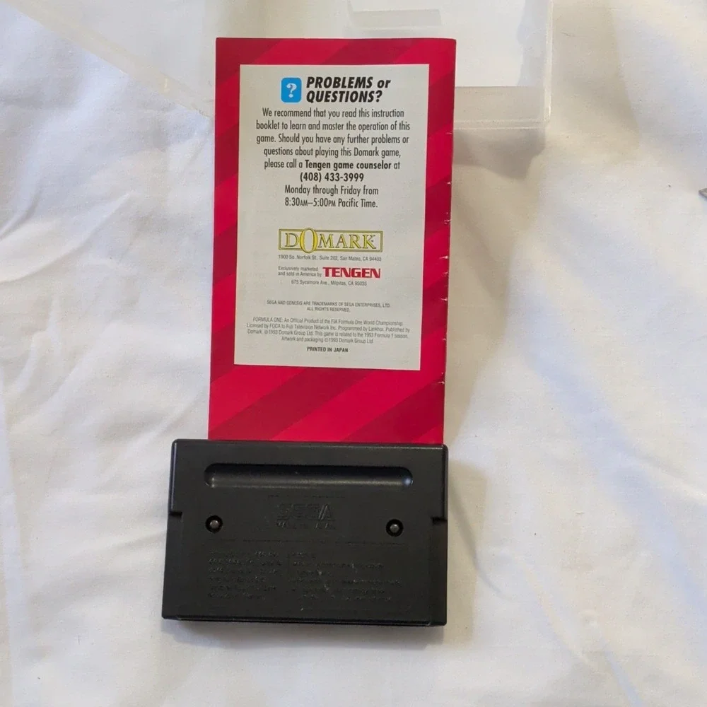 Formula One Sega Genesis Racing Game (1993) Domark NTSC-U/C w/ Manual